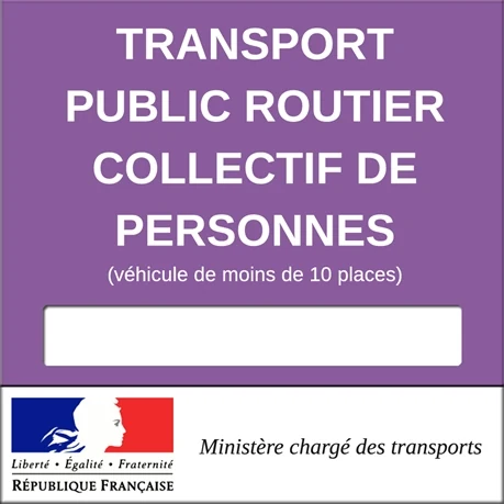 Macaron Transport public routier collectif de personnes, véhicule de moins de 10 places